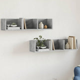 Mobili Parete 2 pz Grigio Cemento 75x18x16,5 cm in truciolato