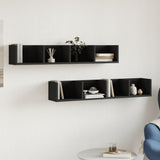 Mobili Parete 2 pz Neri 99x18x16,5 cm in Legno truciolato