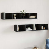 Mobili Parete 2 pz Neri 99x18x16,5 cm in Legno truciolato