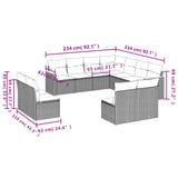 Set Divani da Giardino 11 pz con Cuscini Grigio in Polyrattan