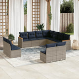 Set Divani da Giardino 11 pz con Cuscini Grigio in Polyrattan
