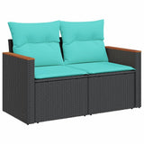 Set Divani da Giardino 10 pz con Cuscini Nero in Polyrattan