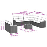 Set Divani da Giardino 10 pz con Cuscini Nero in Polyrattan