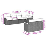 Set Divani da Giardino 7 pz con Cuscini Nero in Polyrattan