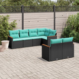 Set Divani da Giardino 7 pz con Cuscini Nero in Polyrattan