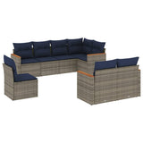 Set Divani da Giardino 8 pz con Cuscini Grigio in Polyrattan