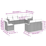 Set Divani da Giardino 8 pz con Cuscini Grigio in Polyrattan