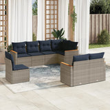 Set Divani da Giardino 8 pz con Cuscini Grigio in Polyrattan