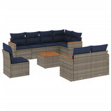 Set Divani da Giardino 9 pz con Cuscini Grigio in Polyrattan