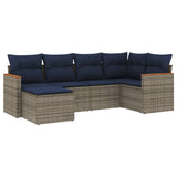 Set Divani da Giardino 6 pz con Cuscini Grigio in Polyrattan