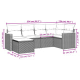 Set Divani da Giardino 6 pz con Cuscini Grigio in Polyrattan