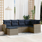 Set Divani da Giardino 6 pz con Cuscini Grigio in Polyrattan