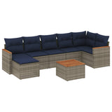 Set Divani da Giardino 8 pz con Cuscini Grigio in Polyrattan