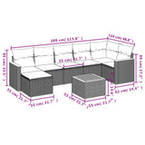 Set Divani da Giardino 8 pz con Cuscini Grigio in Polyrattan
