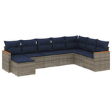 Set Divani da Giardino 8 pz con Cuscini Grigio in Polyrattan