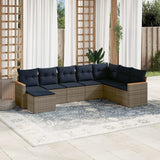 Set Divani da Giardino 8 pz con Cuscini Grigio in Polyrattan