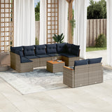 Set Divani da Giardino 10 pz con Cuscini Grigio in Polyrattan