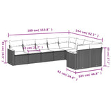 Set Divani da Giardino 9 pz con Cuscini Grigio in Polyrattan