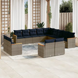 Set Divani da Giardino 13 pz con Cuscini Grigio in Polyrattan