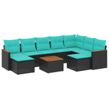 Set Divani da Giardino 10 pz con Cuscini Nero in Polyrattan