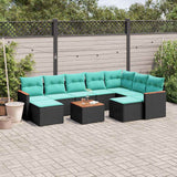 Set Divani da Giardino 10 pz con Cuscini Nero in Polyrattan