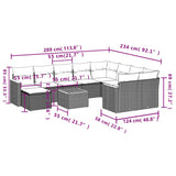 Set Divani da Giardino 11 pz con Cuscini Grigio in Polyrattan