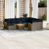 Set Divani da Giardino 11 pz con Cuscini Grigio in Polyrattan