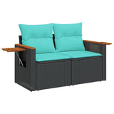 Set Divano da Giardino 6 pz con Cuscini Nero in Polyrattan