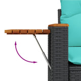 Set Divano da Giardino 6 pz con Cuscini Nero in Polyrattan