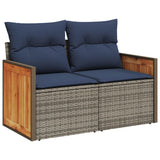 Set Divani da Giardino 4 pz con Cuscini Grigio in Polyrattan