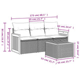 Set Divani da Giardino 4 pz con Cuscini Grigio in Polyrattan