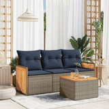 Set Divani da Giardino 4 pz con Cuscini Grigio in Polyrattan