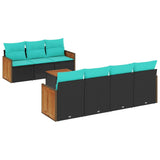 Set Divani da Giardino 8 pz con Cuscini Nero in Polyrattan