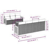 Set Divani da Giardino 8 pz con Cuscini Nero in Polyrattan