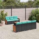 Set Divani da Giardino 8 pz con Cuscini Nero in Polyrattan