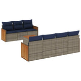 Set Divani da Giardino 8 pz con Cuscini Grigio in Polyrattan