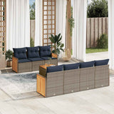 Set Divani da Giardino 8 pz con Cuscini Grigio in Polyrattan