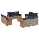 Set Divani da Giardino 13 pz con Cuscini Grigio in Polyrattan