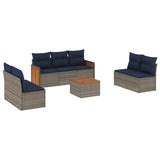Set Divani da Giardino 8 pz con Cuscini Grigio in Polyrattan
