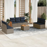 Set Divani da Giardino 8 pz con Cuscini Grigio in Polyrattan