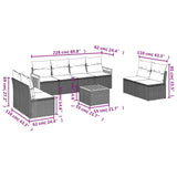 Set Divani da Giardino 9 pz con Cuscini Nero in Polyrattan