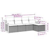 Set Divani da Giardino 5 pz con Cuscini Nero in Polyrattan
