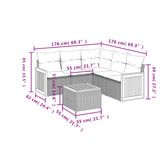 Set Divani da Giardino 6 pz con Cuscini Grigio in Polyrattan
