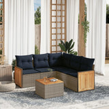 Set Divani da Giardino 6 pz con Cuscini Grigio in Polyrattan