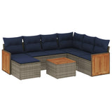 Set Divani da Giardino 8 pz con Cuscini Grigio in Polyrattan