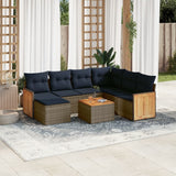 Set Divani da Giardino 8 pz con Cuscini Grigio in Polyrattan