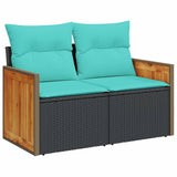 Set Divani da Giardino 10 pz con Cuscini Nero in Polyrattan