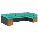 Set Divani da Giardino 10 pz con Cuscini Nero in Polyrattan