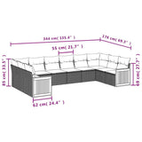 Set Divani da Giardino 10 pz con Cuscini Nero in Polyrattan