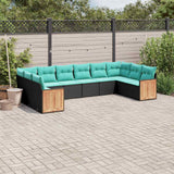 Set Divani da Giardino 10 pz con Cuscini Nero in Polyrattan